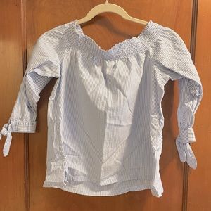 LOFT off the shoulder seersucker blouse